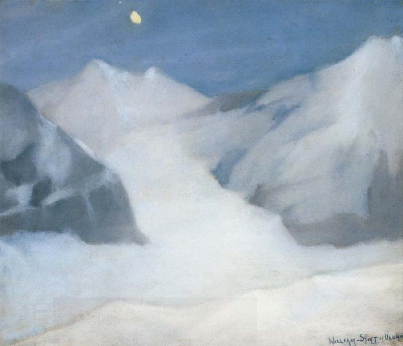 William Stott of Oldham Mountain Peak by Moonlight China oil painting art